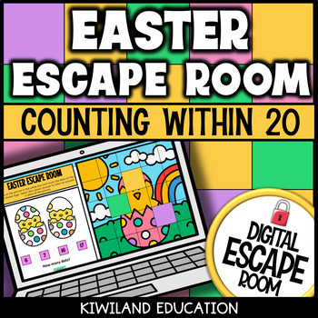 Preview of Easter Counting to 20 Objects Digital Escape Room Fun Math Game Activity