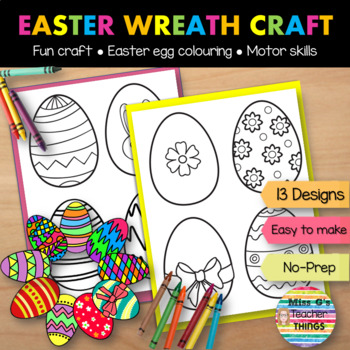 Preview of Easter Craft Activity - Make an Easter Egg Wreath (printable: easy for all ages)