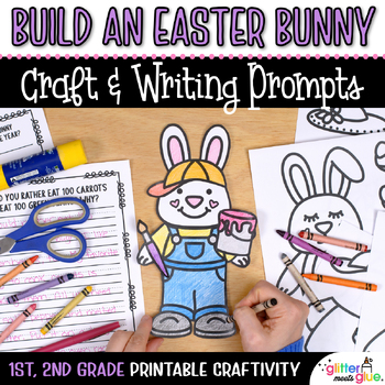 Preview of Easter Bunny Craft, No Prep Writing Activities, Template, & PowerPoint for April
