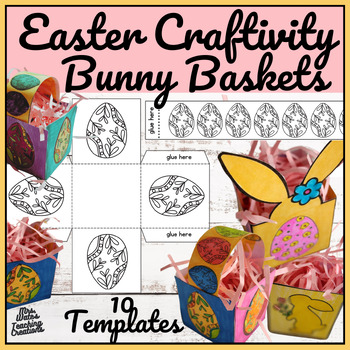 Preview of Easter Craft - Bunny Baskets 3D Templates for Spring & Easter Activities