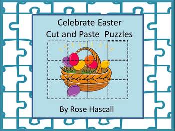 Preview of Easter Craft Cut and Paste Activities Picture Puzzles Scissors Cutting Practice
