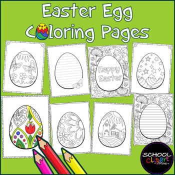 Preview of 15 Easter Crafts: Easter Egg Coloring Pages with Writing Paper