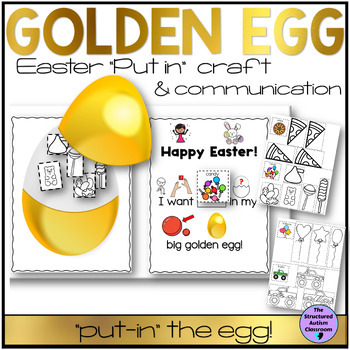 Preview of Easter Craft Golden Egg "Put-in" for Spring Speech and Special Education