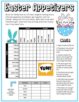Preview of Easter - Critical Thinking Grid Logic Puzzle, Zentangle to Color