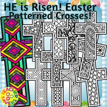 Preview of Easter Crosses Coloring Clip Art Set Commercial and Personal Use