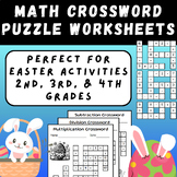 Easter Math Crossword Worksheets: Addition, Subtraction, M