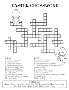 Easter Crossword Puzzle Color And Bw Versions By Celebration Station