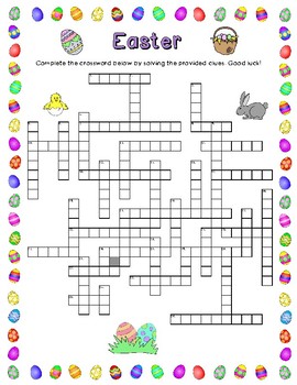 easter crossword teaching resources teachers pay teachers