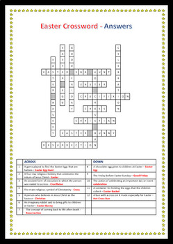 easter crossword with answers