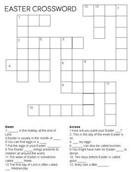 Preview of Easter Crossword Puzzle