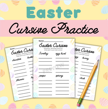Preview of Easter Cursive Handwriting Writing Practice