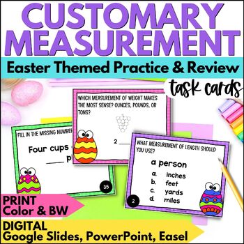 Preview of Easter Customary Measurements Task Cards - Spring Units of Measurement Practice