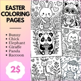 Easter Cute Animals Colouring Pages, Bunny, Panda, Giraffe