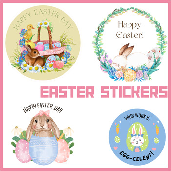 Preview of Easter Cute Circle Stickers