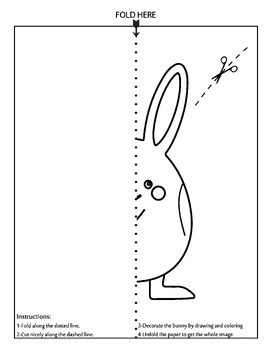 Preview of Bunny Cutting Practice Symmetry Worksheets Fun Math Center & Early Finisher