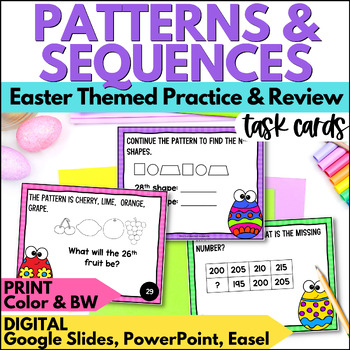 Preview of Easter Growing & Shrinking Numerical Patterns - Spring Missing Number Task Cards