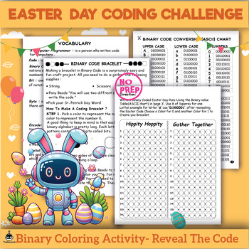 Preview of Easter Day Binary Code-Reveal the Code Binary Challenge (No Computer Required!)
