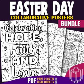 Preview of Easter Day 2024 Bundle: Collaborative Poster Coloring Crafts, Bulletin Board