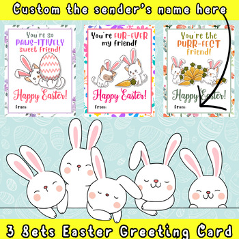 Preview of Easter Day Card Bunny Carrot Theme Printable Digital Card