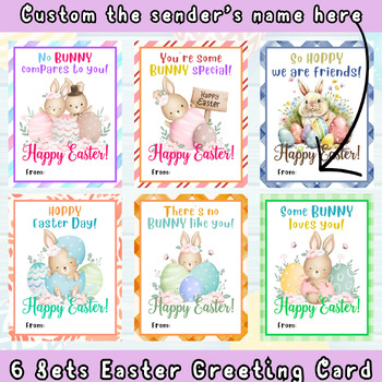 Preview of Easter Day Card Bunny Egg Theme Printable Digital Card