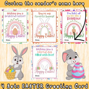 Preview of Easter Day Card Rainbow Theme Printable Digital Card
