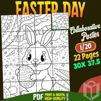 Preview of Easter Day 2024 Collaborative Mandala Poster Coloring Craft, Bulletin Board