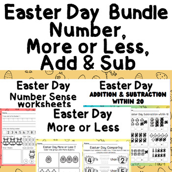 Preview of Easter Day Math Bundle: Trace, Count, Number, Addition and Subtraction Practice
