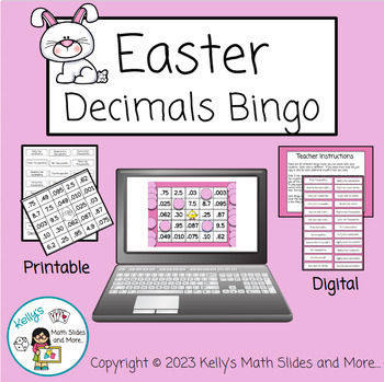 Preview of Easter Decimals Bingo Game - Digital & Printable