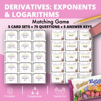 Preview of Easter: Derivatives Exponents and Logs Matching Game