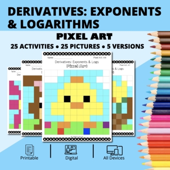 Preview of Easter: Derivatives Exponents and Logs Pixel Art Activity