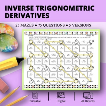 Preview of Easter: Derivatives Inverse Trigonometric Maze Activity