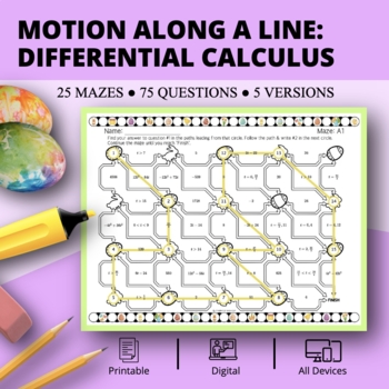Preview of Easter: Derivatives Motion Along a Line Maze Activity