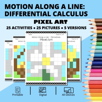 Preview of Easter: Derivatives Motion Along a Line Pixel Art Activity