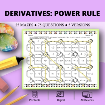 Preview of Easter: Derivatives Power Rule Maze Activity