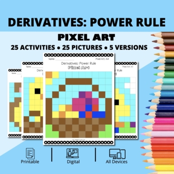 Preview of Easter: Derivatives Power Rule Pixel Art Activity