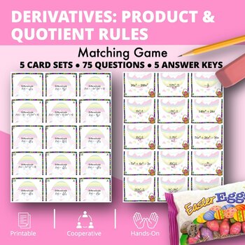Preview of Easter: Derivatives Product and Quotient Rule Matching Game