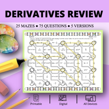 Preview of Easter: Derivatives REVIEW Maze Activity