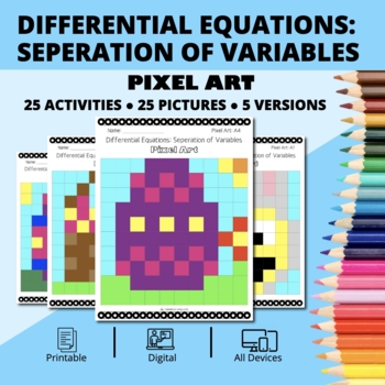 Preview of Easter: Differential Equations (Separation of Variables) Pixel Art Activity