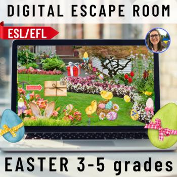Preview of Easter Digital Escape Room ESL/EFL English kids 3-5 grades