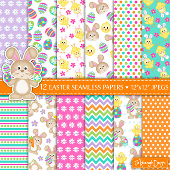Preview of Easter Digital Papers, Easter Patterns, Easter Bunny, Easter (P9)