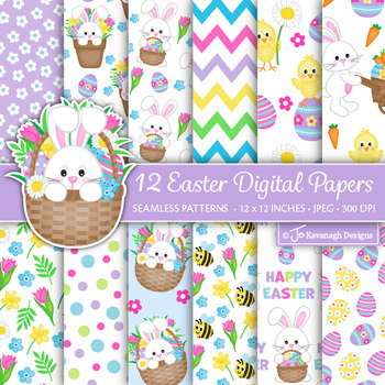 Preview of Easter Digital Papers / Easter Patterns / Easter Theme / Easter Bunny