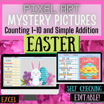 Preview of Easter Digital Pixel Art Mystery Picture Activities for Excel Editable Resource