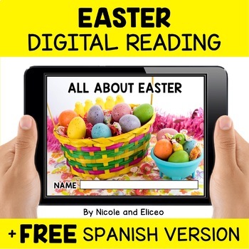 Preview of Easter Digital Reading Comprehension for Google Slides + FREE Spanish