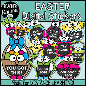 Preview of Easter Digital Stickers- Google Classroom™ & SeeSaw™ Distance Education