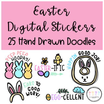 Preview of Easter Digital Stickers I Hand Drawn Doodles