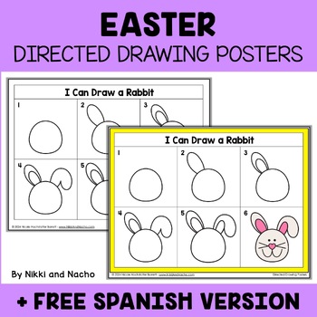 Preview of Easter Directed Drawing Posters + FREE Spanish