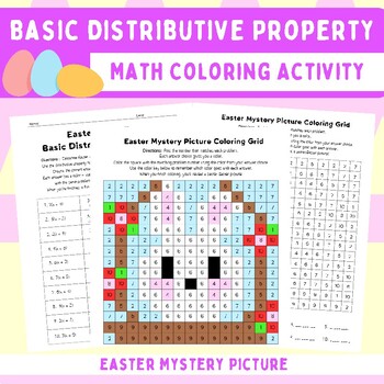 Preview of Easter Distributive Property | Basic Algebra Practice | Color by Code Math