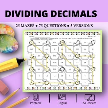 Preview of Easter: Dividing Decimals Maze Activity