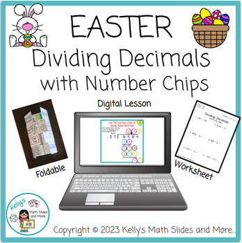 Preview of Easter Dividing Decimals by Decimals with Number Chips - Digital and Printable