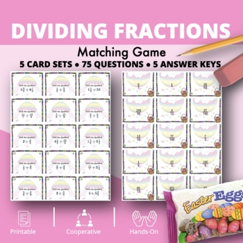 Preview of Easter: Dividing Fractions Matching Game